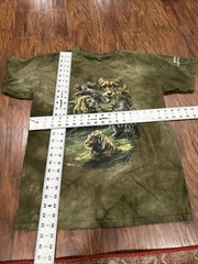 The Mountain Big Cat Lion Tiger Cheetah Panther Green Tie Dye Animal Shirt M