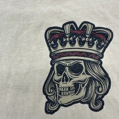 Brooklyn Vertical T-Shirt Graphic Print Skull King Tan Mens M * Actual Size SM *