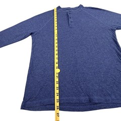 Faherty Cloud Cotton Henley Men Large Blue Heather Pima Cotton Peru Long Sleeve