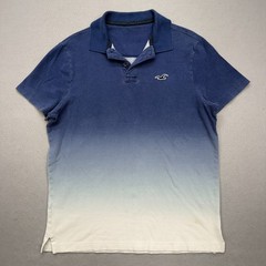 Hollister Blue Ombre Epic Flex Stretch Short Sleeve Polo Shirt Size L