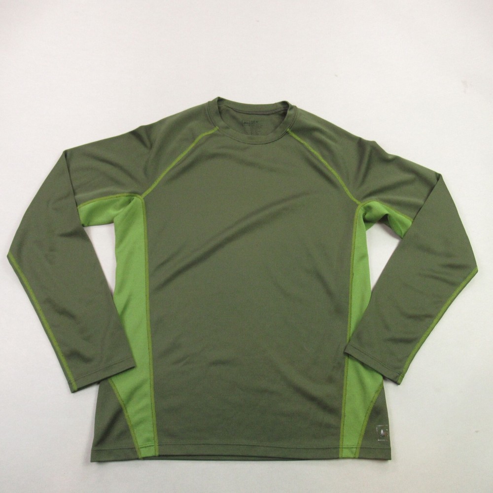 REI Shirt Mens Medium Long Sleeve High Neck Outdoors Crew Neck Green Stretch