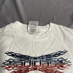 Vintage Y2K Adidas White T Shirt Size Mens XL Shiny Plastic Print Soccer Sports