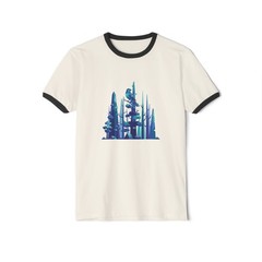 Blue Forest Illustration T-Shirt | Pine Tree Woodland Design