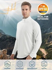 UPF50+ Men’s Sun Protection UV Shirts 1/4 Zip Long Sleeve Performance Golf Tops