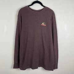 Mossy Oak Thermal Shirt Mens Medium Brown Waffle Knit Long Sleeve Outdoors Tee