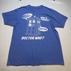 Doctor Who Tardis T-SHIRT Size L Funny Dr Who Knock Knock Joke Box #0098