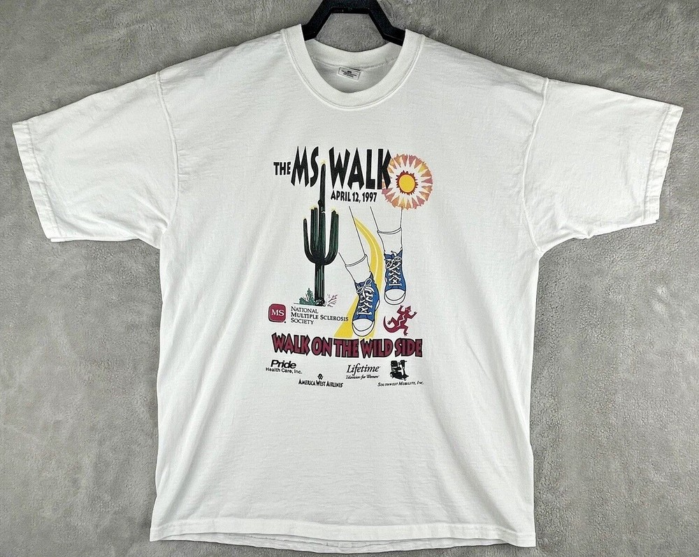 Vintage 1997 The MS Walk Tee White XL April 12 Charity Event Shirt