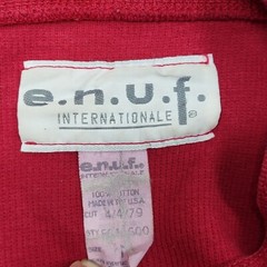 Vintage Enuf Thermal Shirt Tight Knit Heavyweight Spellout Logo Embroidered 1979