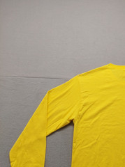 Jerzees Dri Power Men Shirt M Yellow Graphic Tee Long Sleeve Crew Neck Regular