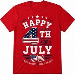 t-shirt unisex adults happy 4th of July patriotic USA graphic red crew neck