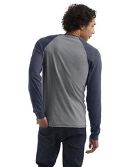 Hanes Mens Beefy Long-Sleeve Shirt Colorblock Henley threebutton Tag Free raglan