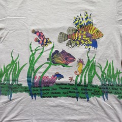 Vintage Mens XL Panama Jack Aquarium Fish Ocean Wrap Around Nature Tee