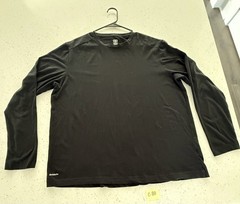 Athletic Works DriWorks Basic T-Shirt Mens XL Black Long Sleeve Crew Neck Tee