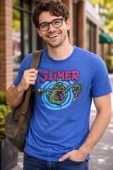 “Slimer – Ghostbusters” Homage Ultra Soft Blue T Shirt Unisex In XL