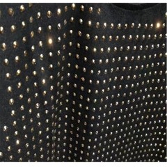 New Men Cotton Hot Drilling Polka Dot Rhinestones Black T-Shirt Short Sleeve