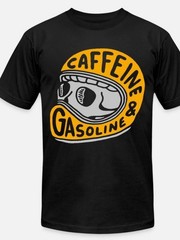 1 pc, 100% cotton T-shirt, Caffeine and Gasoline funny Mens Short Sleeve G