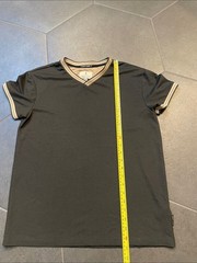 Scott James England Men’s V-Neck Short Sleeve Shirt with Contrast Trim M