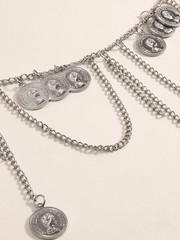 Silver Belt Chain Belt for Fashion Coin Metal Waist Belts Chains Plus Size La…