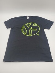 YF Gildan T-shirt Mens large Black Yellow Logo#2385