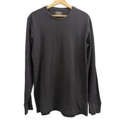 Jachs NY Mens Long Sleeve Thermal Waffle Knit Shirt Charcoal Gray Crewneck M