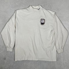 Vintage Navy Long Sleeve T-Shirt Mens XL White Mock Neck Made USA 90s