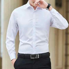 Men Solid Color Business Shirt Fashion Classic Basic Casual Slim Long Sleeve New