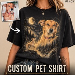 Custom Pet Photo Shirt Personalized Dog Howling to the Moon Gift