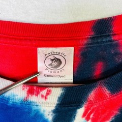 Authentic Pigment Mens Tie Dye T-Shirt Red White Blue Spiral Cotton Large L