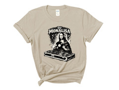 DJ Mona Lisa T-Shirt Funny Music Art Vinyl Record DJ Graphic Tee