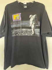 Vintage MTV Astronaut T Shirt Mens 3XL Black Graphic Logo Tee
