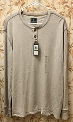 G.H. Bass Mens Carbon Henley Shirt L New, Beige Plaza Taupe Cotton Blend