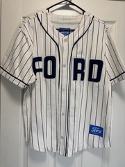 Ford x PacSun Baseball Jersey Mens Small Cream Pinstripe NWT Official Licensed