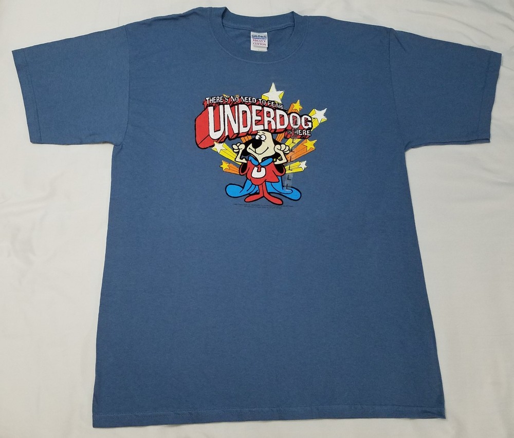 Vintage 2004 There’s no need to fear Underdog is here Cartoon shirt LARGE NEW