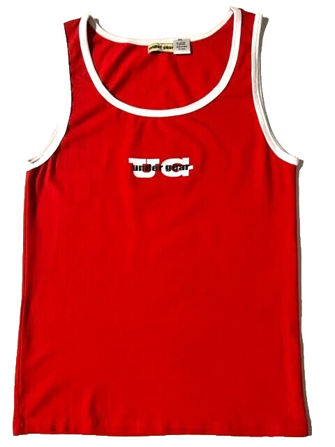 New UNDERGEAR International Male Red & White Cotton Fitted Tank Top sz XL