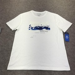 Nautica Shirt Mens Medium White Climate Response 83 Graphic Tee Tagless VR6641