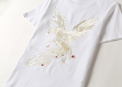 MFCT Japanese Streetwear Tee Cotton Phoenix Embroidered Graphic T-shirt for Men