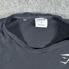 Gymshark T-Shirt Men XL Black GMST4546 Graphic Back Logo Athletic Stretch Tee
