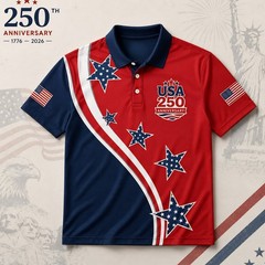 250th Anniversary Star Patriotic Polo United States Of America 1776-2026 (S-5XL)