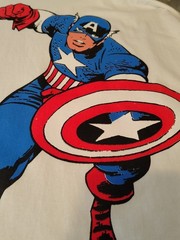 Captain America White T shirt 2XLT New And Never Used Large W/Long Length Marvel