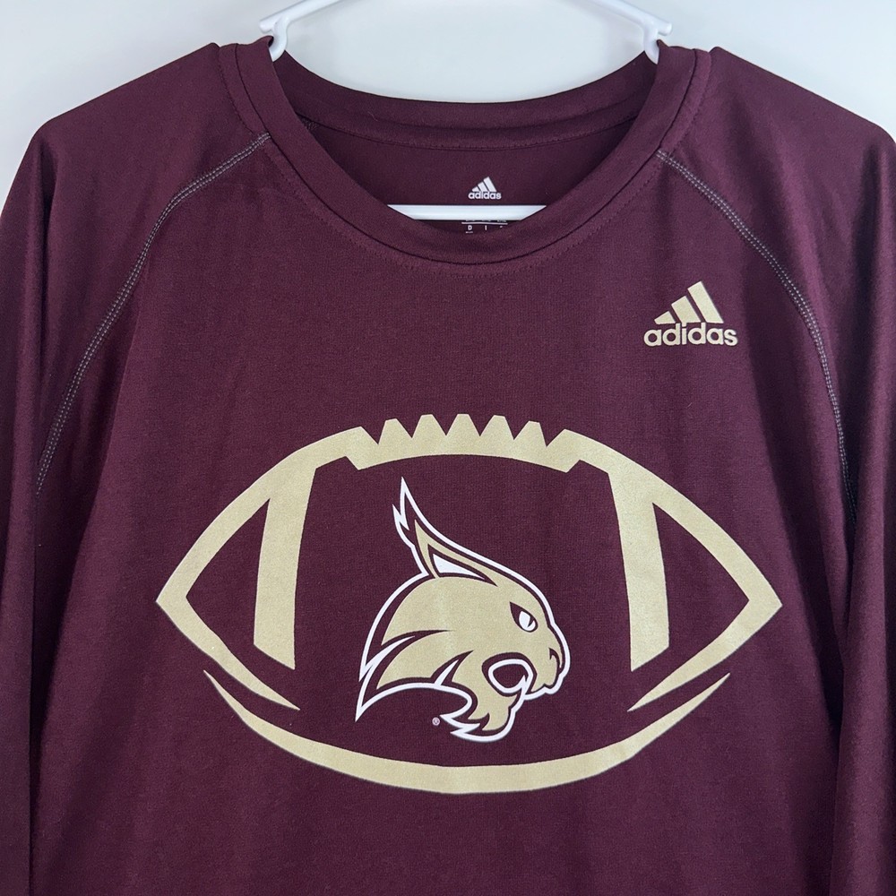Adidas x Texas State Bobcats Men’s 2XL Dry Fit Climalite L/S Training T-Shirt