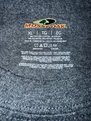 Mossy Oak Men’s Hunting T Shirt Size XL Grey Distressed Antler Logo Graphic
