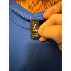 Anvil Lightweight Mens Blue Pocket T-Shirt Short Sleeve Crew Neck XL