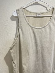 Urban Outfitters Mens XL Tank Top Cream Beige Acid Vintage Wash Cotton Boxy Fit