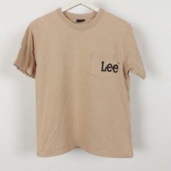 Vinage 80s Lee jeans Pocket T shirt Tee Size Small Logo Spellout Tan Short Sleev