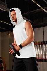 Men’s Casual Workout Hoodie Tank Gym Cotton Sleeveless Quick Dry Muscle T-Shirts