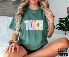 Teach Shirt Faux Lace Floral Teacher Appreciation Kindergarten Teacher Tee