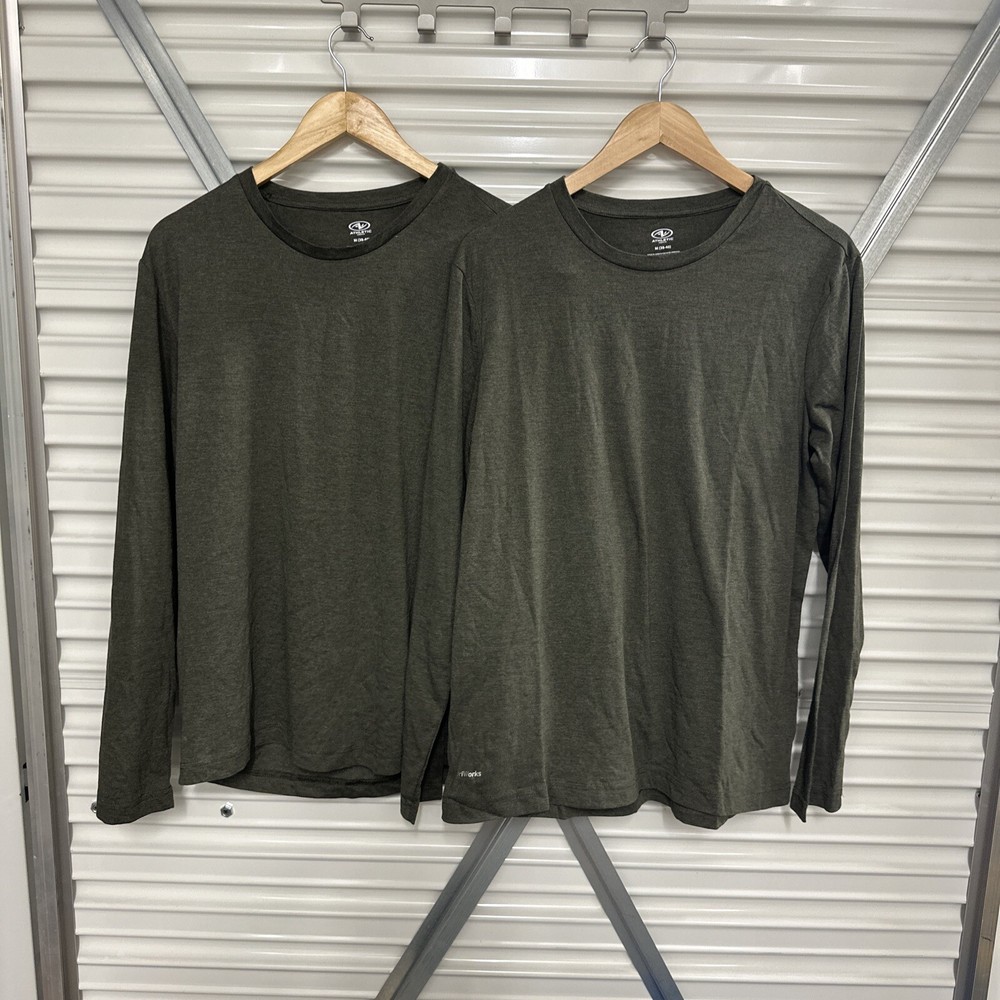 Lot (2) NWT Athletic Works Driworks Quick Dry LS T-Shirt Mens Medium NEW Green