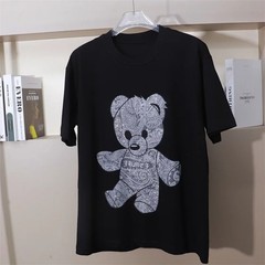 New Men Luxury Diamond Bear Rhinestones Fashion T-Shirt High Quality