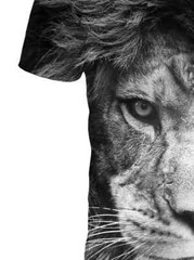 T Shirt Men Black White Lion Face Graphic Print Fashion Wicking Tee Short Sleeve