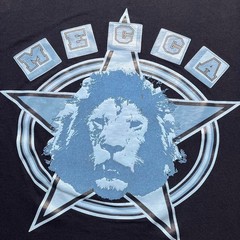 Vintage Y2K Mecca Lion Felt Graphic Logo T-shirt Size Large Blue